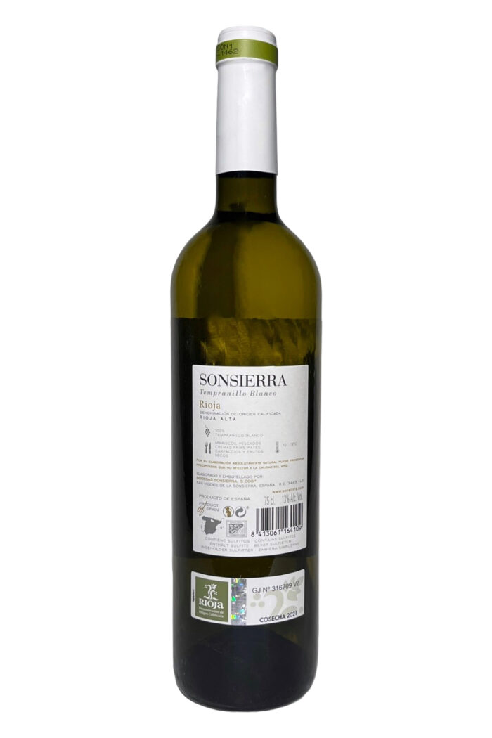 Sonsierra Tempranillo Blanco 2021, doos 6 flessen Een heldere wijn met strogele kleur en gouden highlights, expressief en zijdezacht. Koop online in de Valk Wines wijnshop.